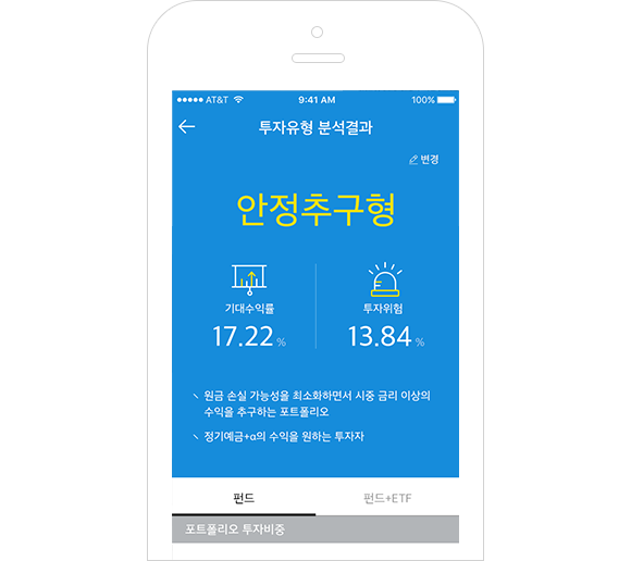투자성향 분석결과 화면 이미지